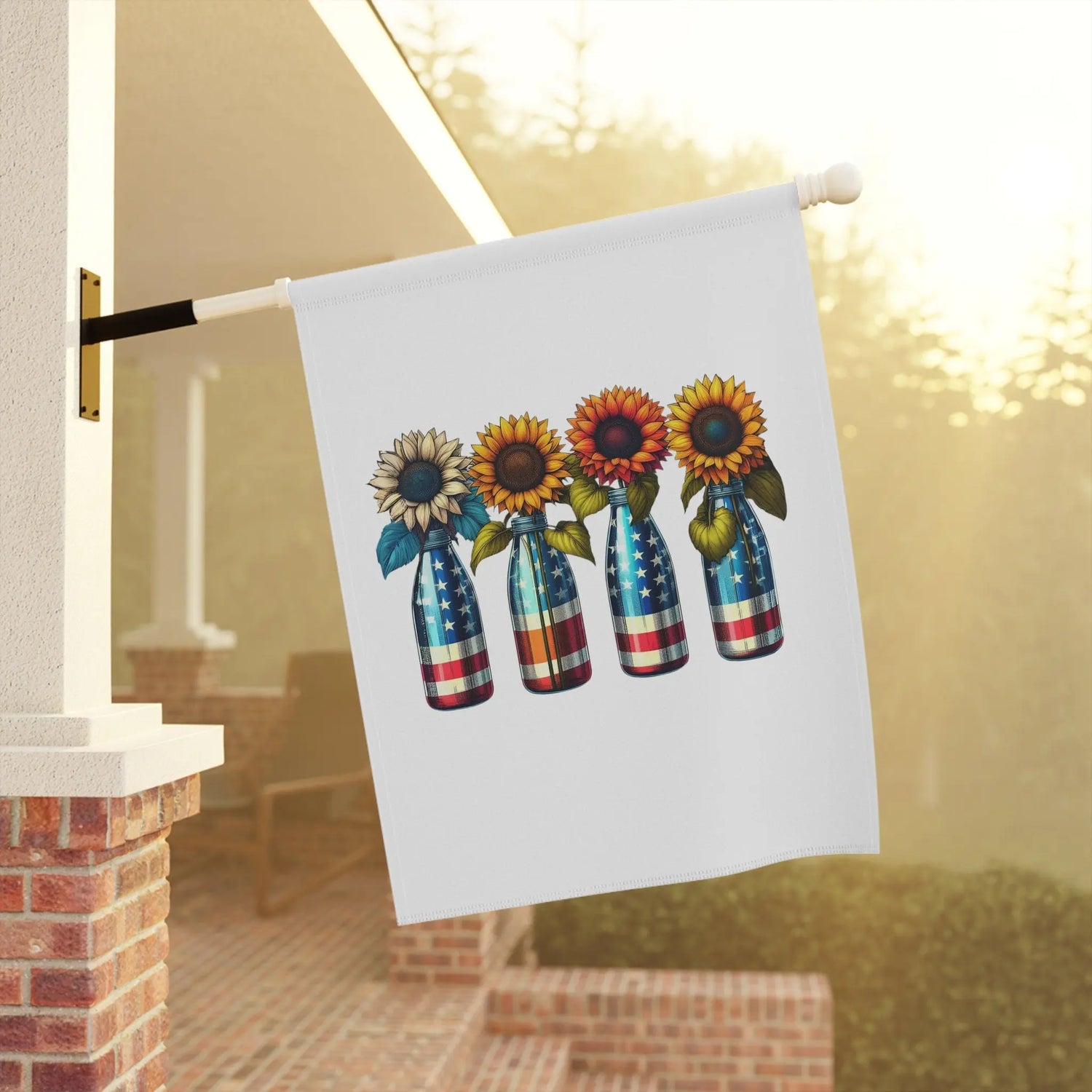 Garden & House Banner, patriotic US National sunflower flag design for outdoor stylish American garden decor The Aurora Touch