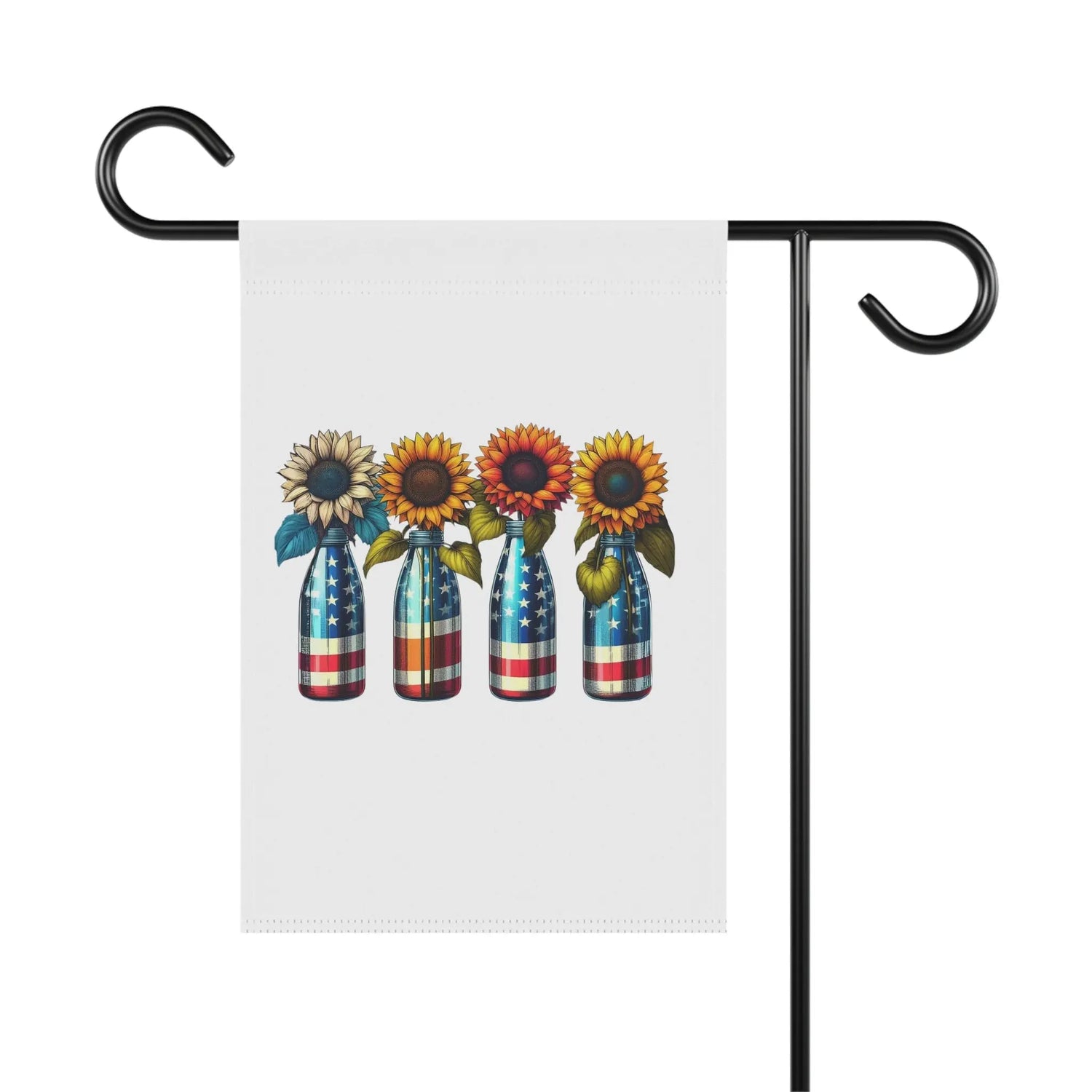 Garden & House Banner, patriotic US National sunflower flag design for outdoor stylish American garden decor