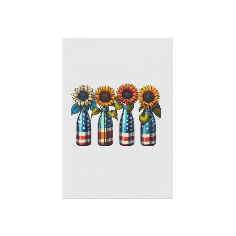 Garden & House Banner, patriotic US National sunflower flag design for outdoor stylish American garden decor
