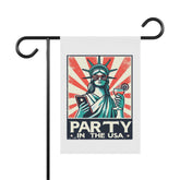 Garden & House Banner, party in the USA Statue of Liberty funny humorous decorative front yard garden flag post stand outside decor The Aurora Touch
