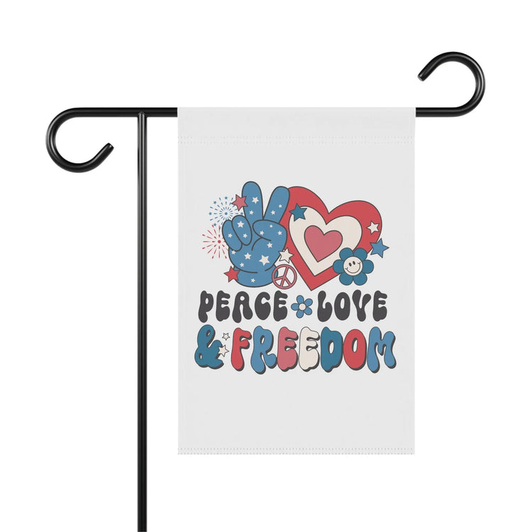 Garden & House Banner, Peace Love Freedom Independence Day Outdoor Garden Decor, Fourth of July Outside Home Celebartion Flag