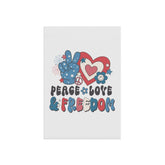 Garden & House Banner, Peace Love Freedom Independence Day Outdoor Garden Decor, Fourth of July Outside Home Celebartion Flag