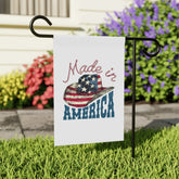 Garden & House Banner, Made In America Patriotic Home Garden Display, Independence Day Celebration Outdoor Banner, Proud American Flag Decor