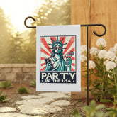 Garden & House Banner, party in the USA Statue of Liberty funny humorous decorative front yard garden flag post stand outside decor The Aurora Touch