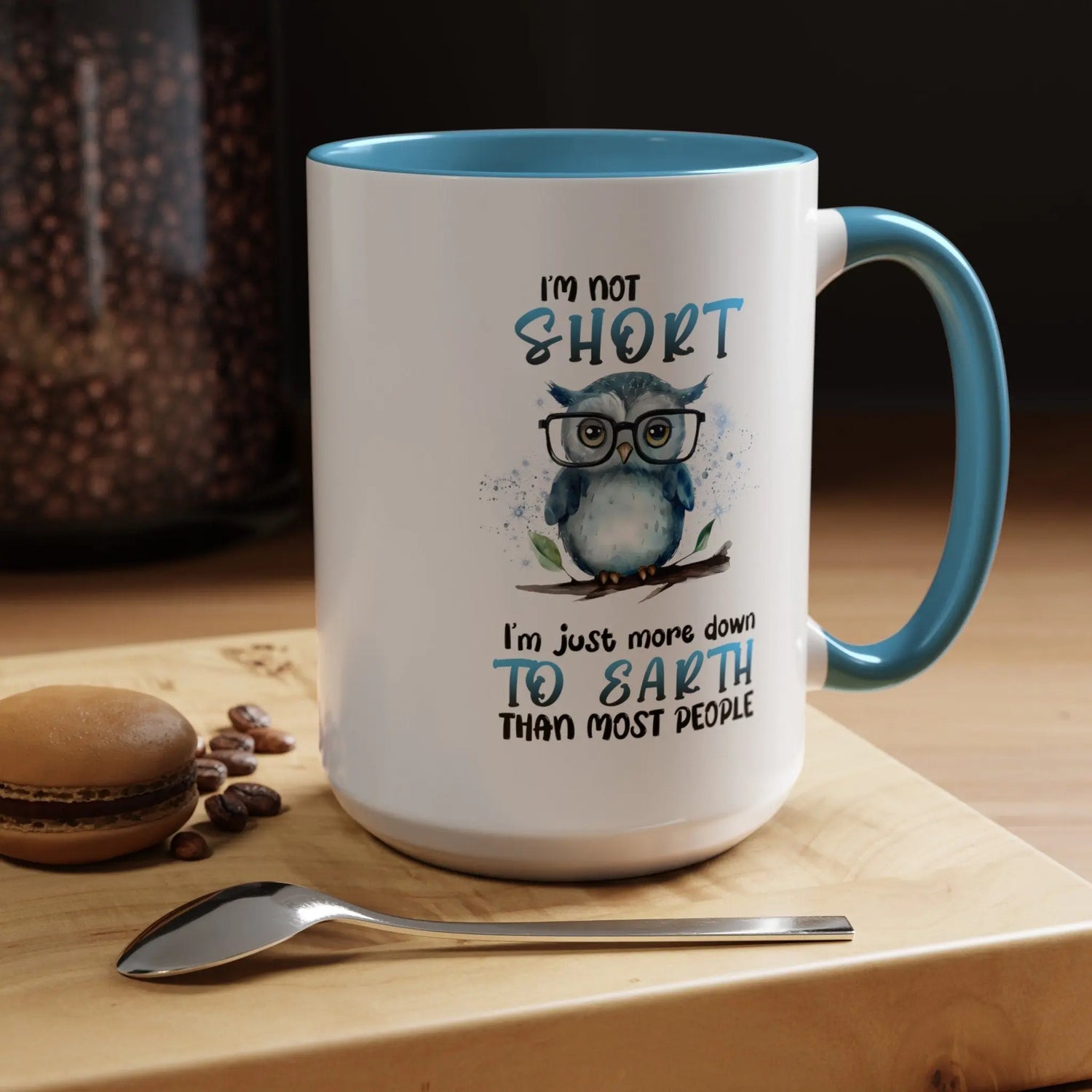 Accent Coffee Mug (11, 15oz), Funny animal mug, Cute Owl Design, cool teacher, silly kitchen decor, happy uplifting morning beverage mug