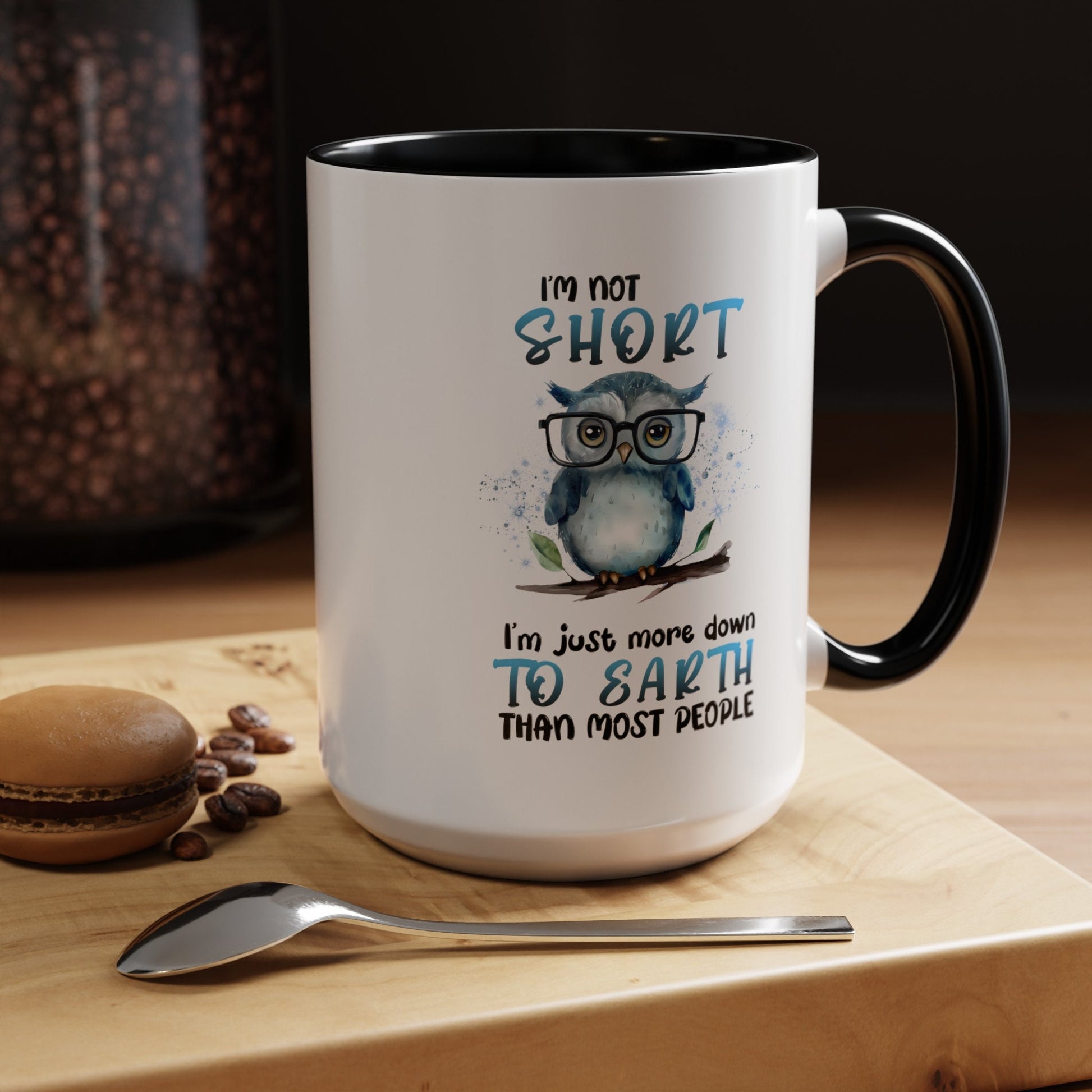 Accent Coffee Mug (11, 15oz), Funny animal mug, Cute Owl Design, cool teacher, silly kitchen decor, happy uplifting morning beverage mug
