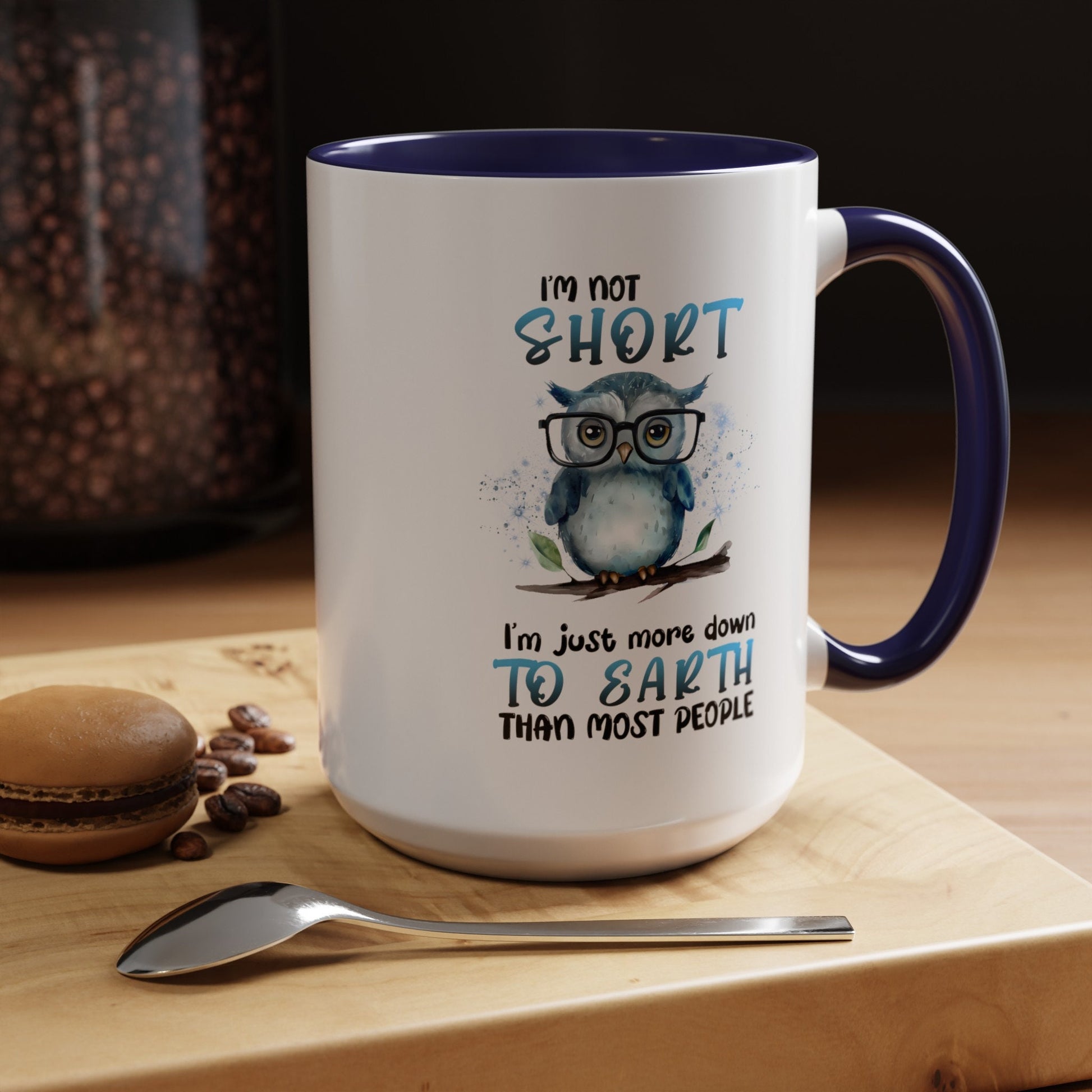 Accent Coffee Mug (11, 15oz), Funny animal mug, Cute Owl Design, cool teacher, silly kitchen decor, happy uplifting morning beverage mug