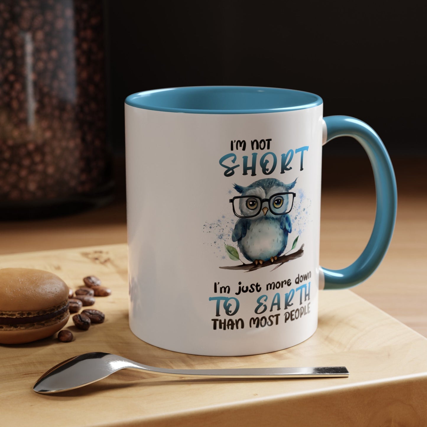 Accent Coffee Mug (11, 15oz), Funny animal mug, Cute Owl Design, cool teacher, silly kitchen decor, happy uplifting morning beverage mug