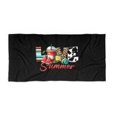Beach Towel, Summer Love Black Everyday Colorful Large Terry Cloth Lush Fun Beach Sand Towel
