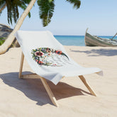 Beach Towel, Soft Thick Lush Celestial Moon Flower White Oversized Summer Beach Day Towel