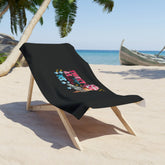 Beach Towel, Lush Soft Thick Black Customized Vivid Color Humorous Print Cotton Oversized Beach Towel