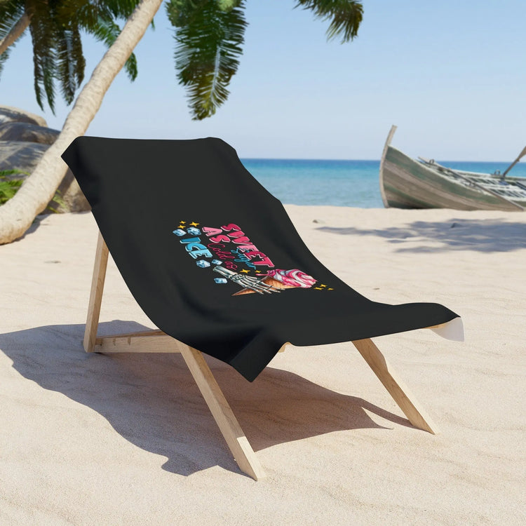 Beach Towel, Lush Soft Thick Black Customized Vivid Color Humorous Print Cotton Oversized Beach Towel