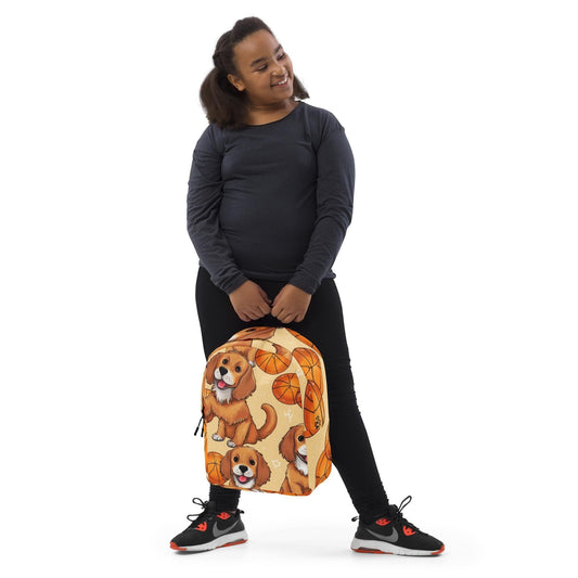Minimalist Backpack, Cute Puppy design everyday laidback casual elementary junior high back to school back sack