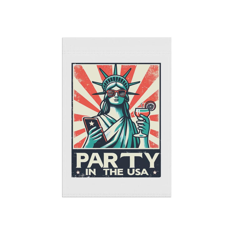 Garden & House Banner, party in the USA Statue of Liberty funny humorous decorative front yard garden flag post stand outside decor The Aurora Touch