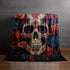 Velveteen Blanket, Day of the Dead Dia de los Muertos traditional sugar skull spooky gothic Halloween fashion cozy couch bed throw blanket The Aurora Touch