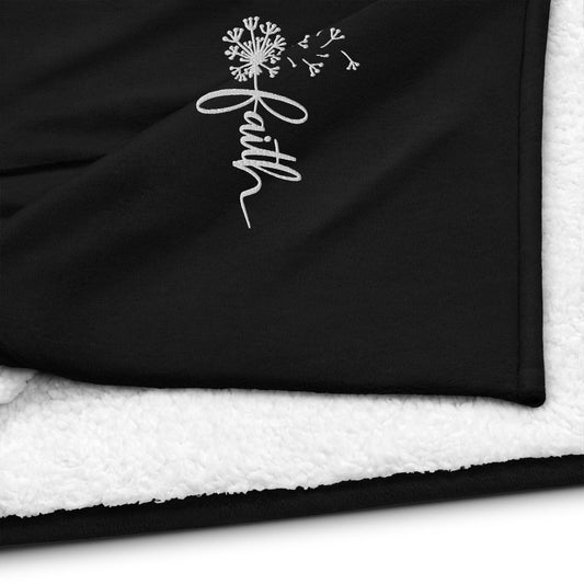 Premium sherpa blanket, faith inspirational soft plush comfy couch bed side casual cozy throw blanket
