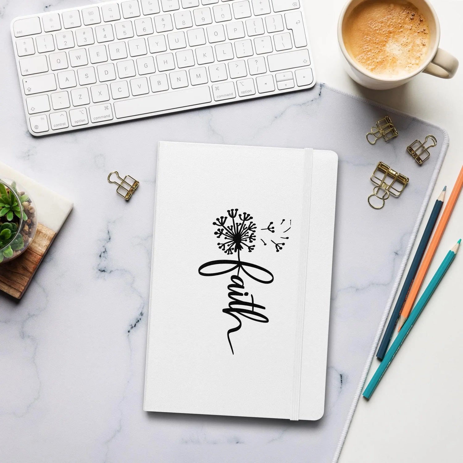 Hardcover bound notebook, Christian inspiration spiritual faith belief daily affirmation minimilist everyday writing journal The Aurora Touch
