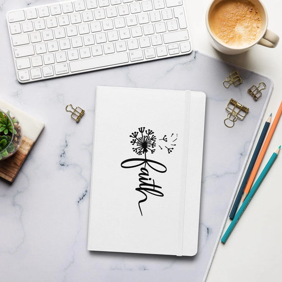 Hardcover bound notebook, Christian inspiration spiritual faith belief daily affirmation minimilist everyday writing journal