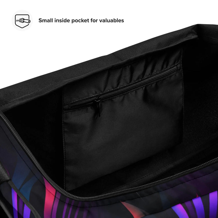 Duffle bag, sturdy durable unisex bright colorful neon modern day fashion gym travel errand bag The Aurora Touch