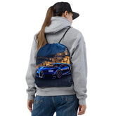 Drawstring bag, Sexy lamborghini bugatti luxury sportscar portrait designer bag The Aurora Touch