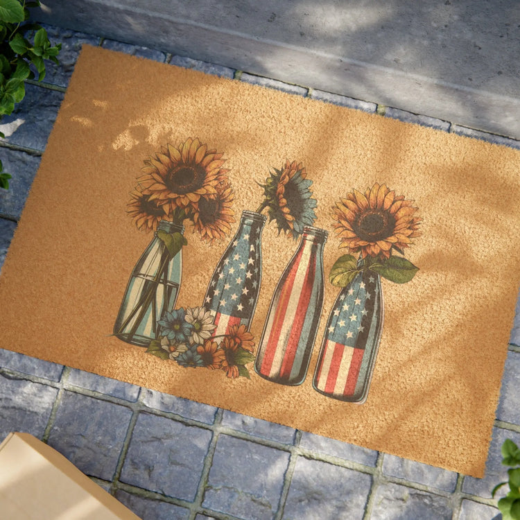 Doormat, USA custom outdoor decorative personalized natural sturdy outdoor floral decor personalized stepping mat The Aurora Touch