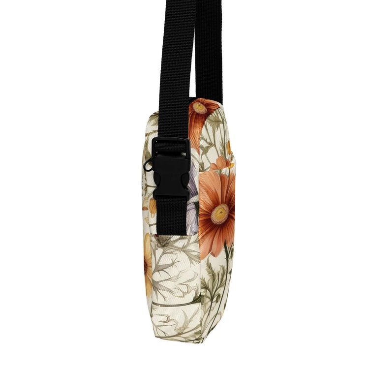 Utility crossbody bag, pretty floral print spring summer winter all occasion everyday sturdy adjustable strap zipper casual handbag The Aurora Touch