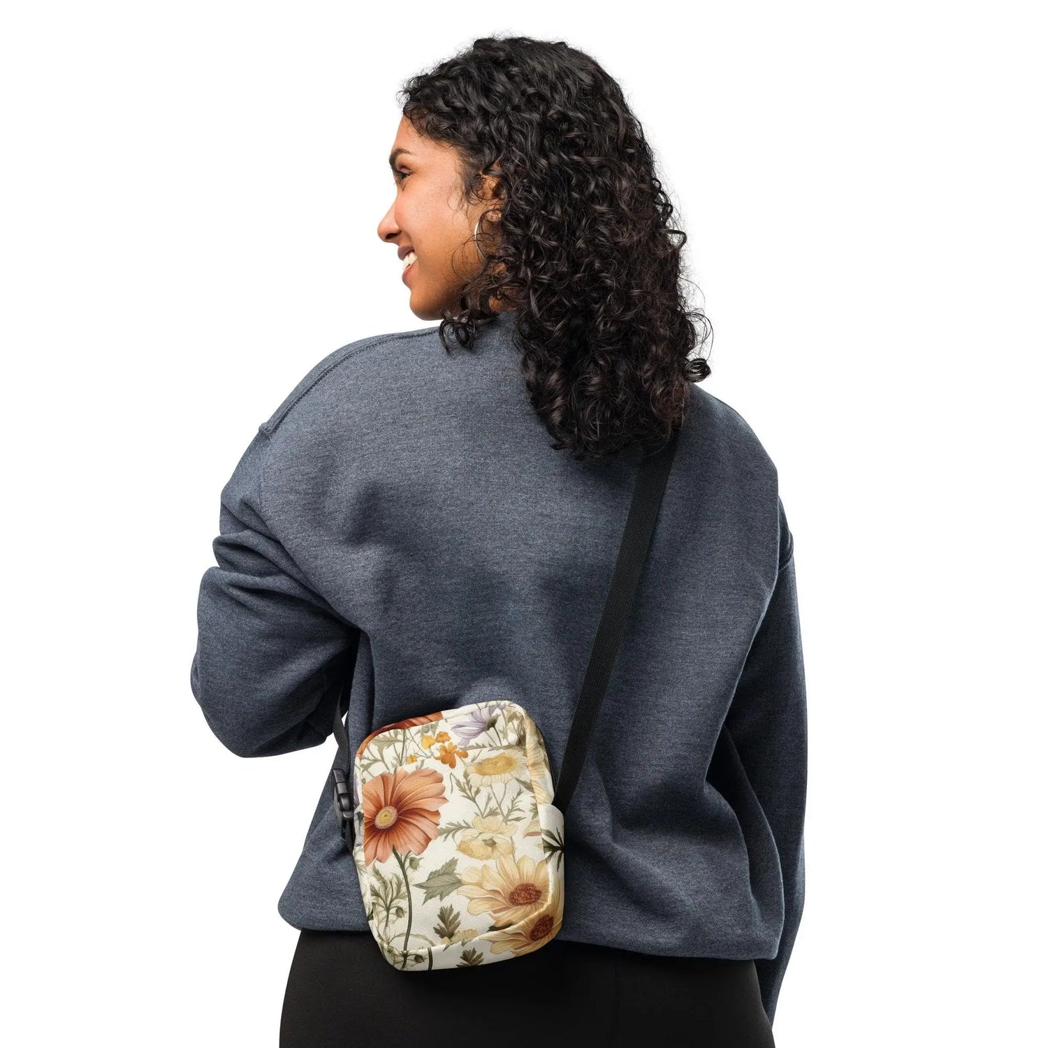 Utility crossbody bag, pretty floral print spring summer winter all occasion everyday sturdy adjustable strap zipper casual handbag The Aurora Touch