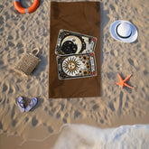 Beach Towel, Brown Celestial Beach Towel, Horoscope Tarot Cards, Great Mystical inspired gift, spiritual inspired gift, Heavy Lush towel The Aurora Touch