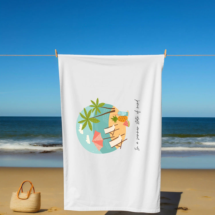 Beach Towel, Oversized bright uplifting relaxing thick custom summer travel soft lush beach towel The Aurora Touch