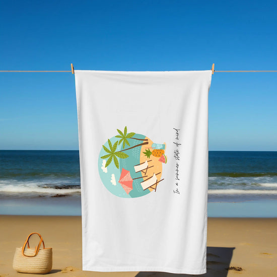 Beach Towel, Oversized bright uplifting relaxing thick custom summer travel soft lush beach towel