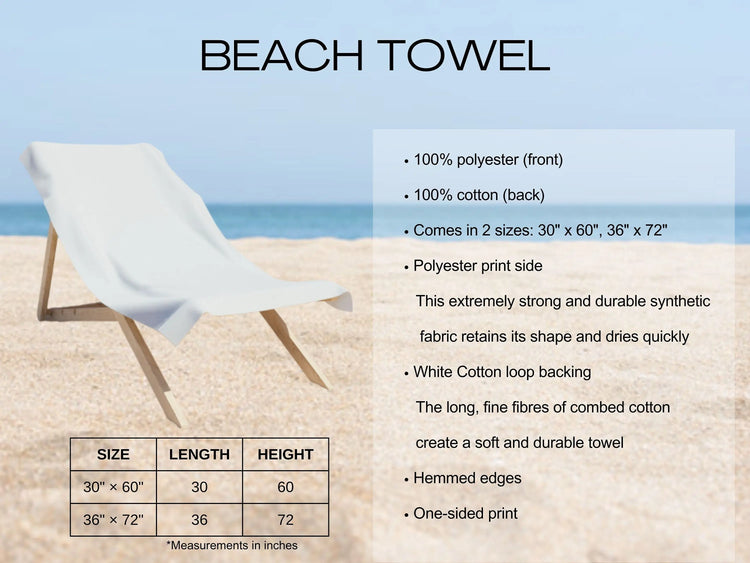 Beach Towel, Oversized bright uplifting relaxing thick custom summer travel soft lush beach towel