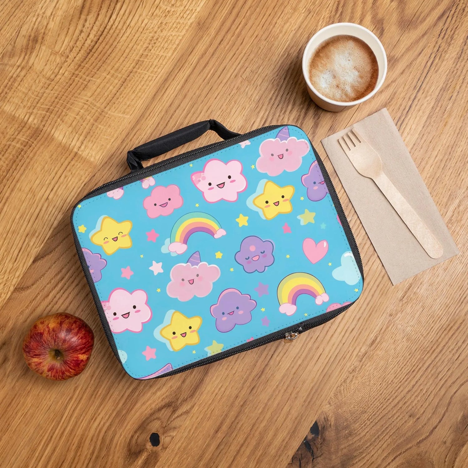Lunch Bag, Preschool kindergarten elementary adorable rainbow star colorful pastel child school age appropriate everyday snack lunch box The Aurora Touch
