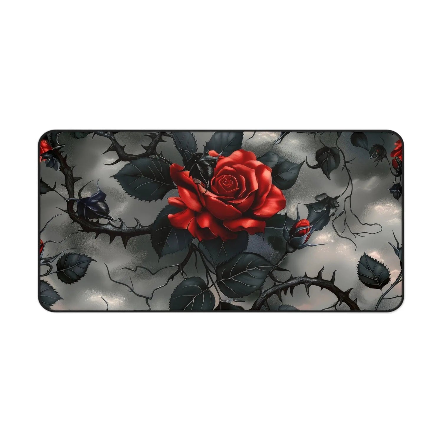 Desk Mat, Bats and Roses cool gothic style red rose black thorn design dorm work office home keypad mouse desk pad great for student The Aurora Touch