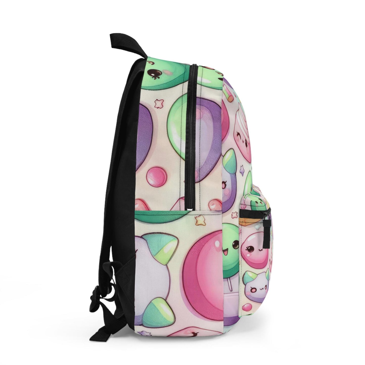 Backpack, pastel kawaii candy pattern back to school kids colorful ipad laptop crayons pencil everyday travel cute carry on bus bag
