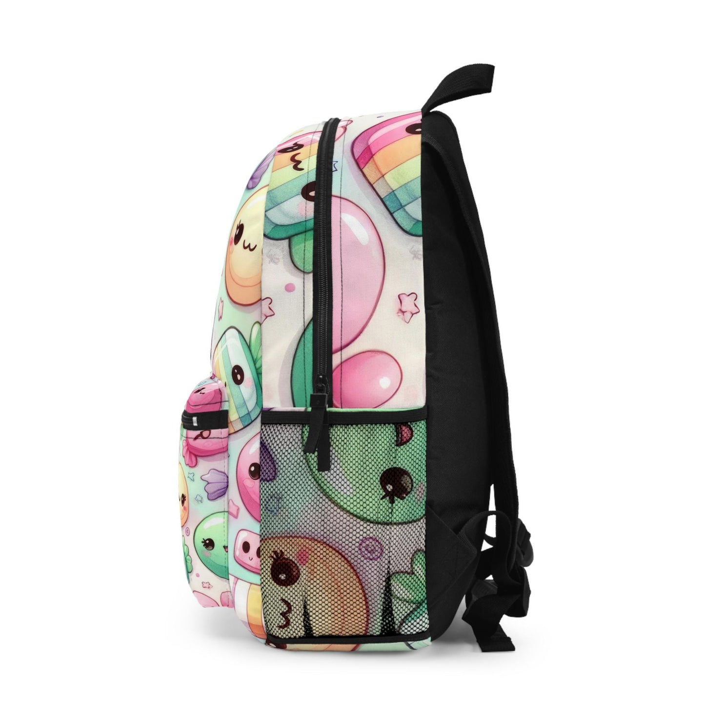 Backpack, pastel kawaii candy pattern back to school kids colorful ipad laptop crayons pencil everyday travel cute carry on bus bag