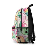 Backpack, pastel kawaii candy pattern back to school kids colorful ipad laptop crayons pencil everyday travel cute carry on bus bag The Aurora Touch