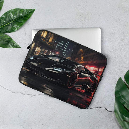 Laptop Sleeve, Black Lamborghini light sleek back to school fashion dorm room work office carry pouch cover The Aurora Touch