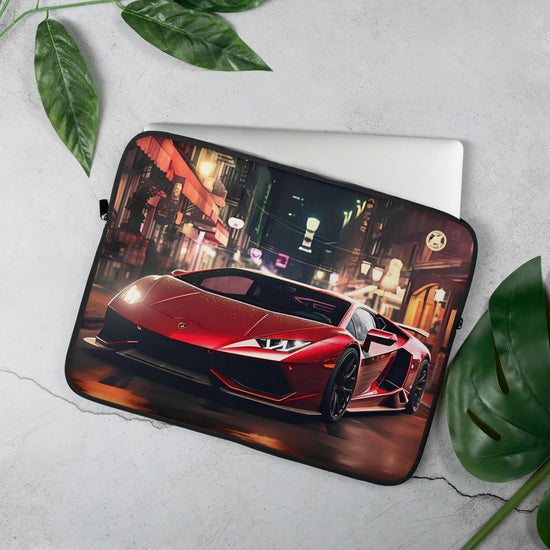Laptop Sleeve, Red lamborghini on the street design computer ipad kindle holding travel school work teacher carrying sack pouch cover The Aurora Touch