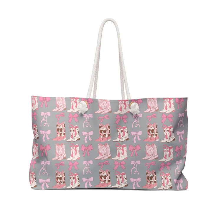 Pink Country Girl Weekender Bag, Pink and Grey Cowboy style designed Weekend Bag, Pretty Country style travel bag, stylish carry on bag, The Aurora Touch