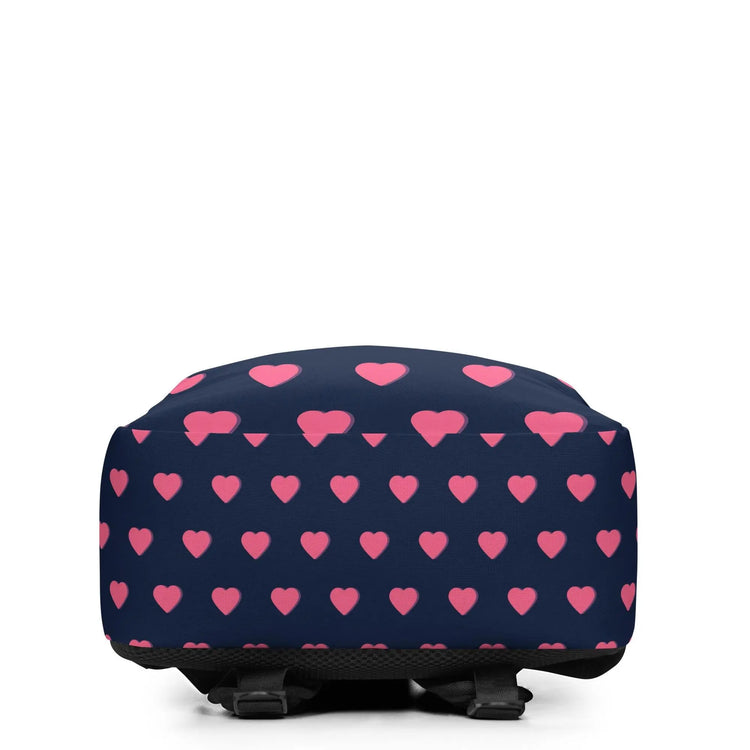 Minimalist Backpack, Navy Pink Hearts stylish back to school accessory all purpose carry bag The Aurora Touch