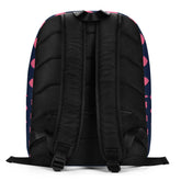 Minimalist Backpack, Navy Pink Hearts stylish back to school accessory all purpose carry bag The Aurora Touch