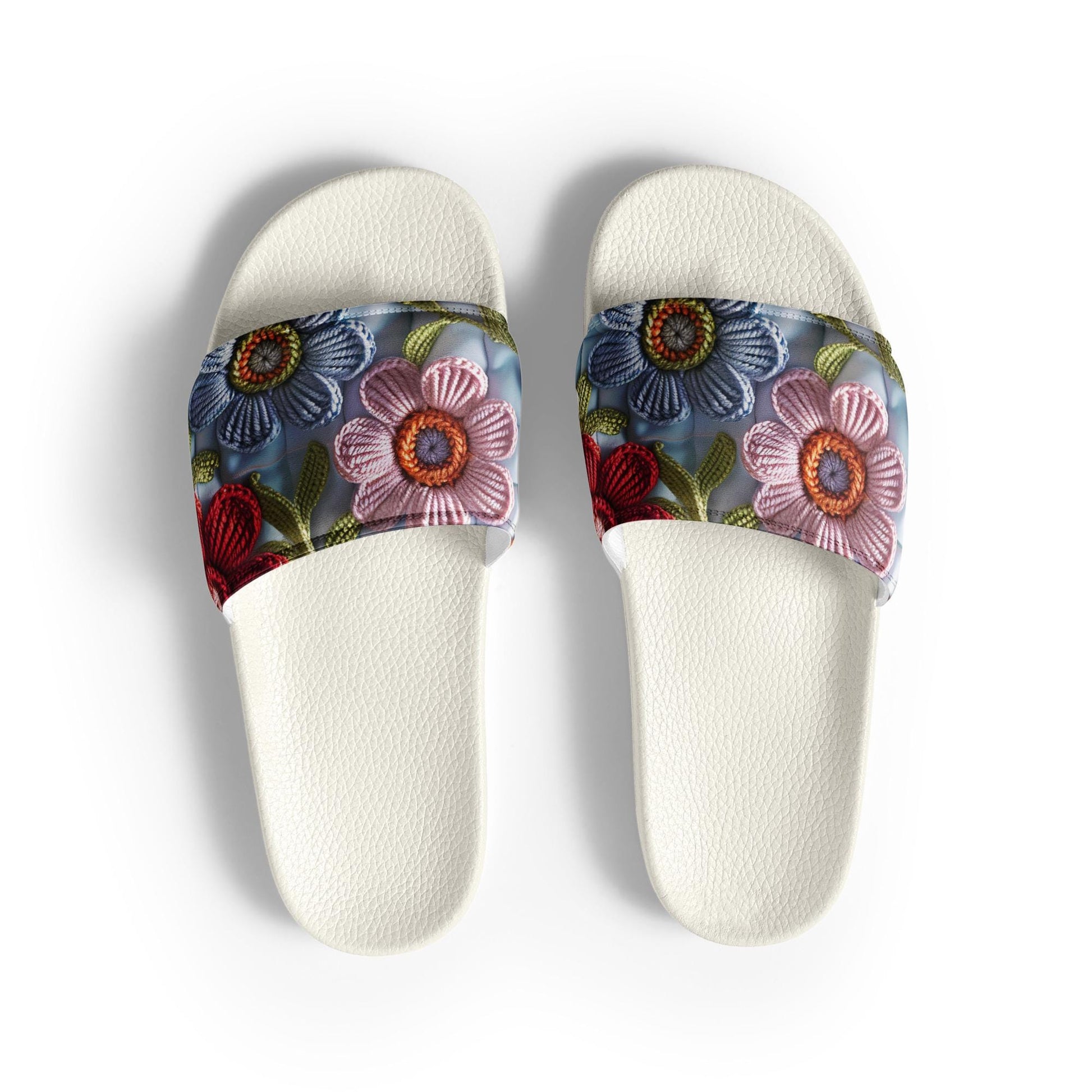 Women&#39;s slides, crotchet stich design stylish flat pool side beach sand casual shopping walking female sandals