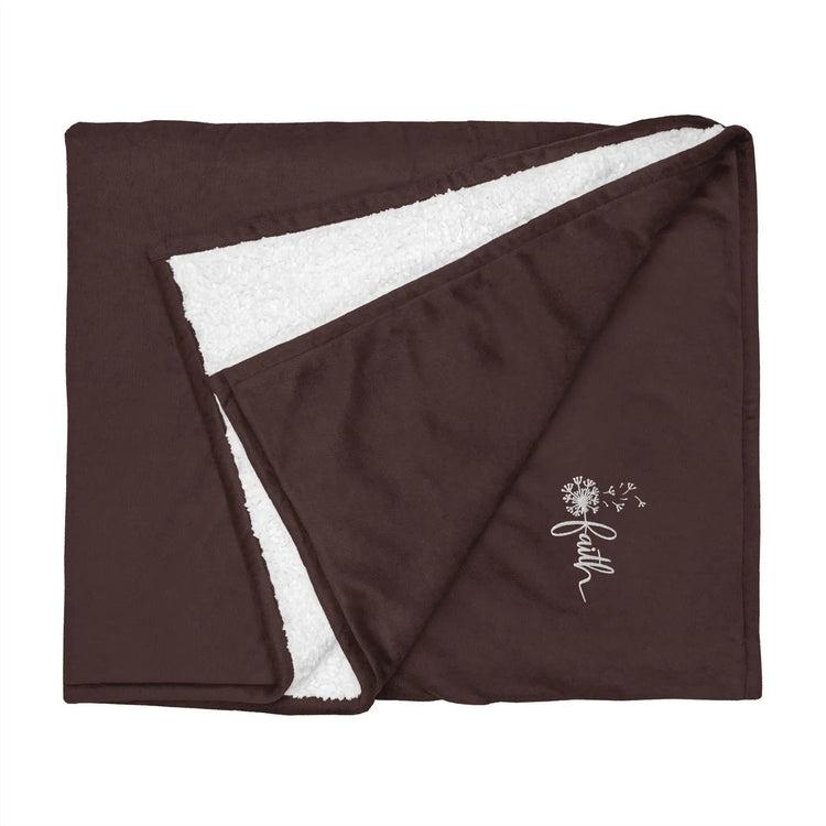 Premium sherpa blanket, embroidered faith inspirational soft plush comfy couch bed casual cozy throw blanket The Aurora Touch