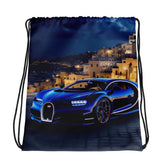 Drawstring bag, Sexy lamborghini bugatti luxury sportscar portrait designer bag The Aurora Touch