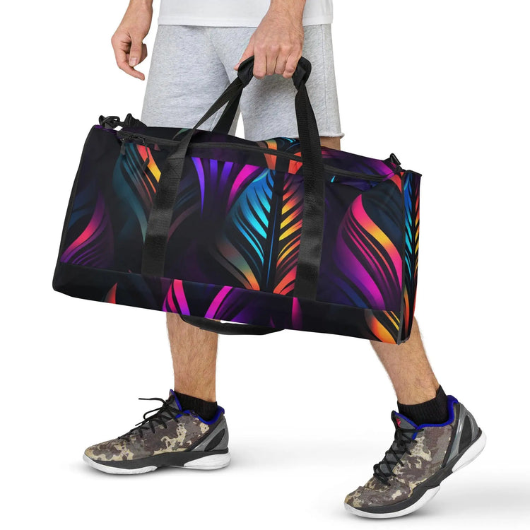 Duffle bag, sturdy durable unisex bright colorful neon modern day fashion gym travel errand bag The Aurora Touch