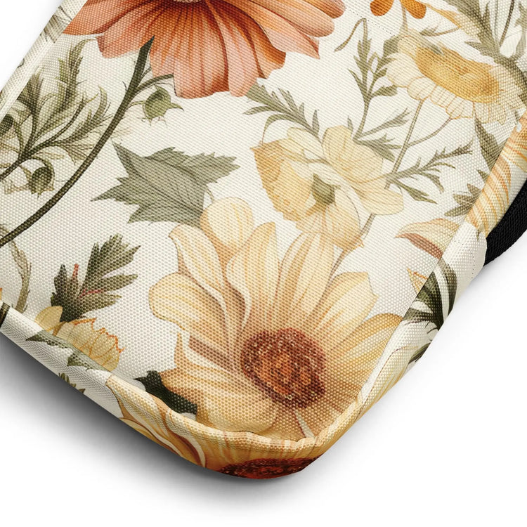 Utility crossbody bag, pretty floral print spring summer winter all occasion everyday sturdy adjustable strap zipper casual handbag The Aurora Touch