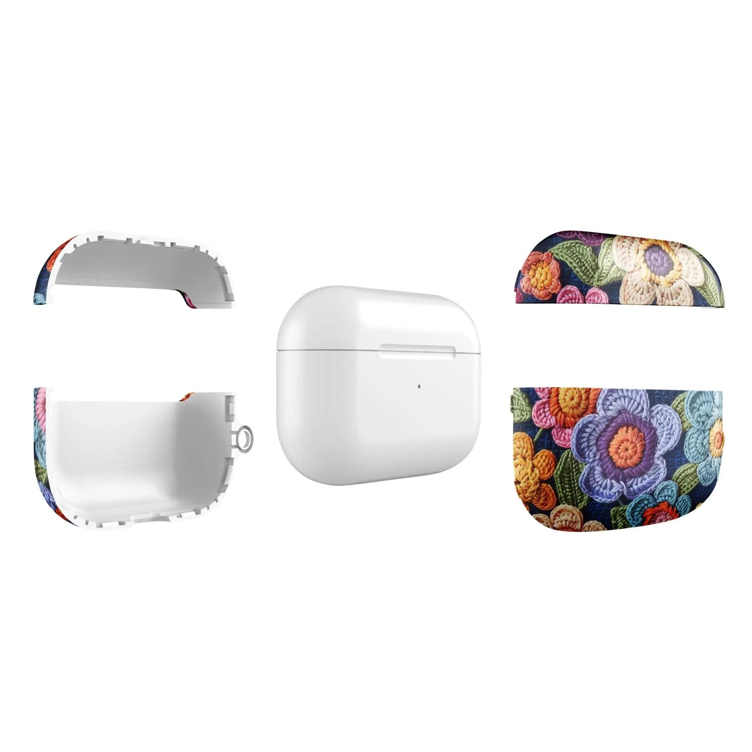 Case for AirPods®, floral colorful stylish crotchet pretty pattern school work custom design sturdy protective earbuds carrying case