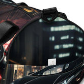 All-over print gym bag, black matte lamborghini exotic car back to school fashion fitness boxing running track workout class duffle bag The Aurora Touch