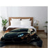Comforter, Shiny Black Lamborghini designer style warm weather cozy fluffy unique bedspread quilt for Teen Room The Aurora Touch