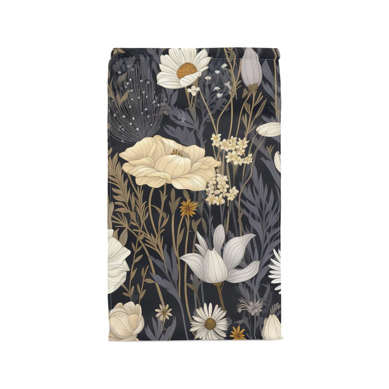 Polyester Lunch Bag, neutral wildflower floral all age work college highschool elementary nurse teacher snack lunch break sack The Aurora Touch
